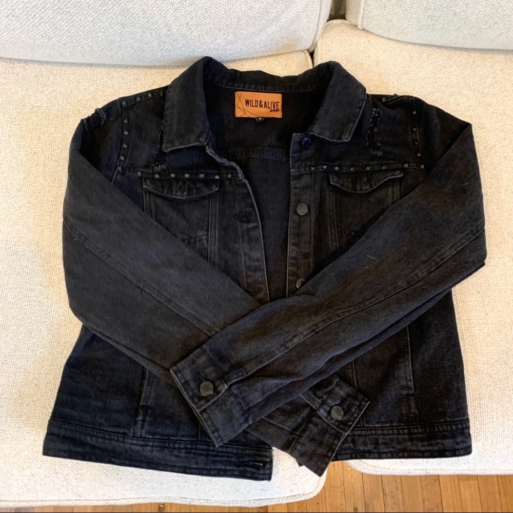 Distressed Black Denim Jacket